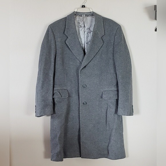 Cashmere & Wool Blend Men's Gray Dress Coat Size 42 - Picture 1 of 12
